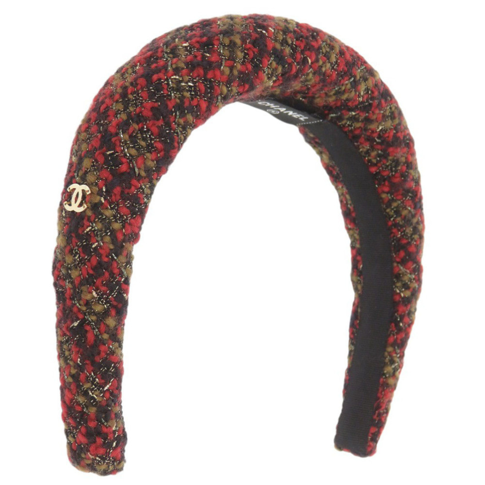 Chanel Coco Mark Tweed Red Headband 1648CHANEL